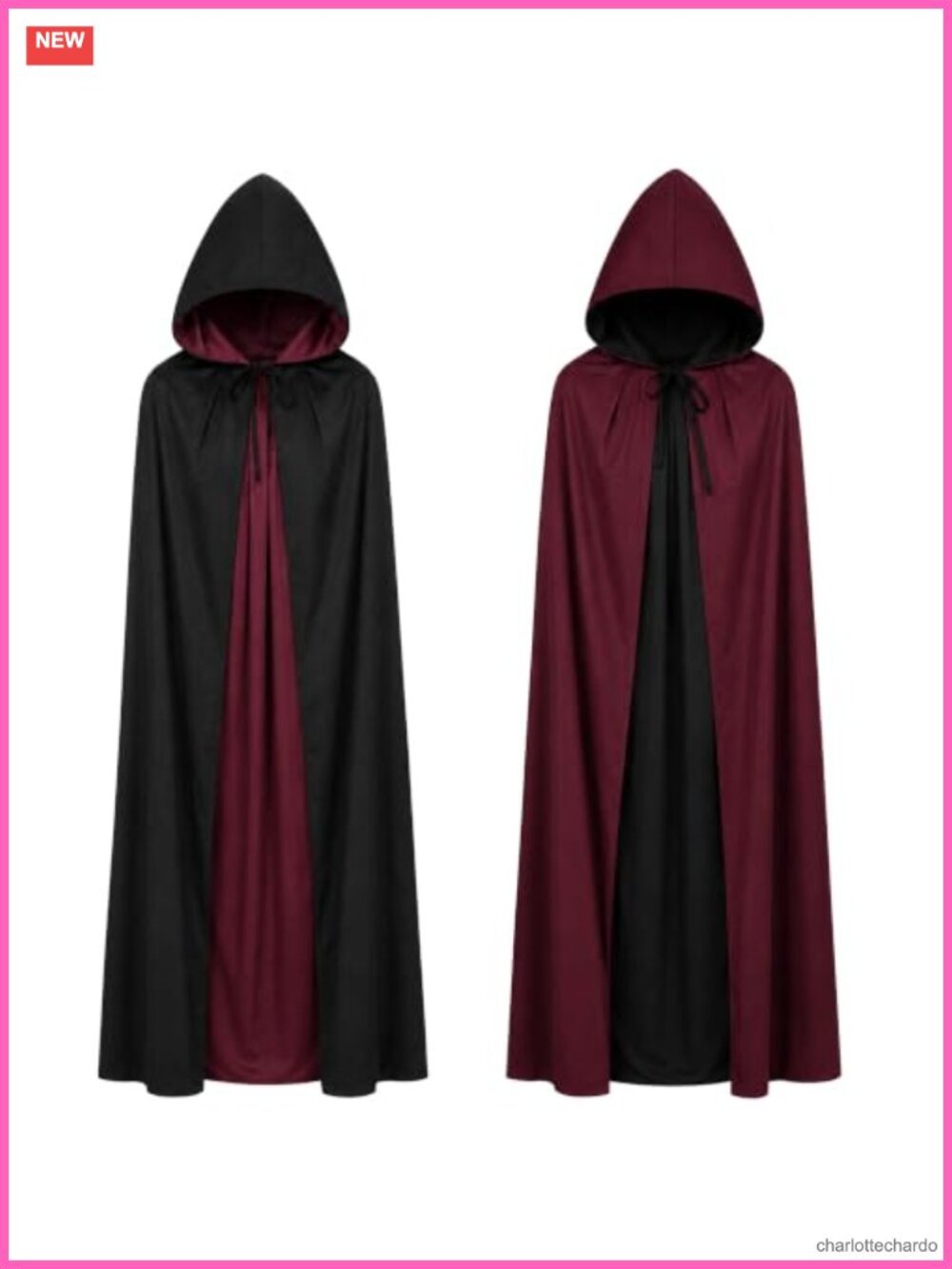 Unisex Reversible Hooded Cape Halloween Cosplay Costume